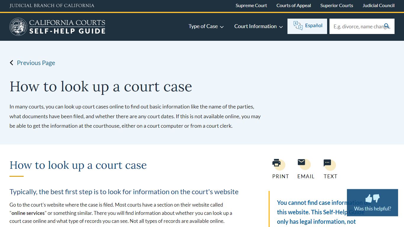 How to look up a court case | California Courts | Self Help Guide